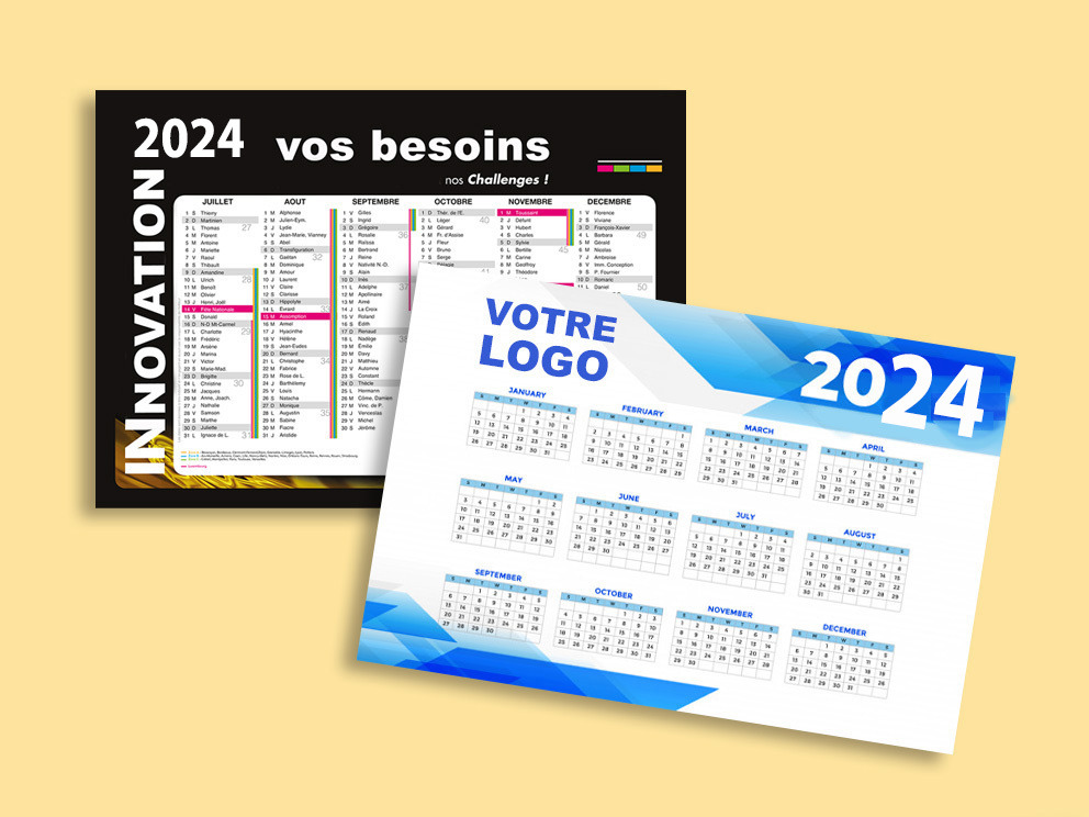 Calendrier 2024 publicitaire personnalisé - A créer avec logo et texte 